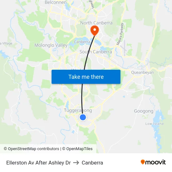 Ellerston Av After Ashley Dr to Canberra map