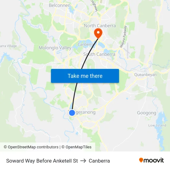 Soward Way Before Anketell St to Canberra map