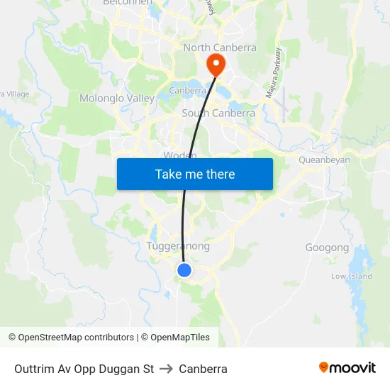 Outtrim Av Opp Duggan St to Canberra map