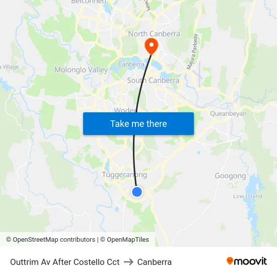 Outtrim Av After Costello Cct to Canberra map