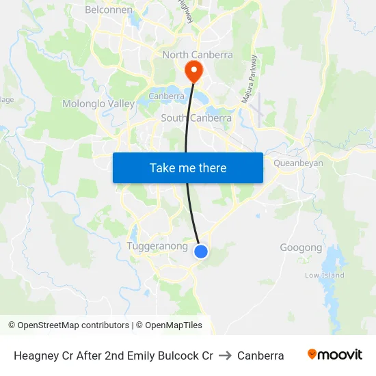 Heagney Cr After 2nd Emily Bulcock Cr to Canberra map