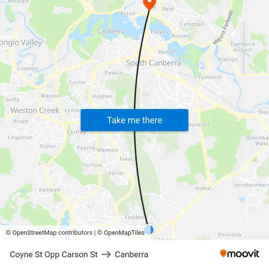 Coyne St Opp Carson St to Canberra map
