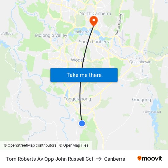 Tom Roberts Av Opp John Russell Cct to Canberra map