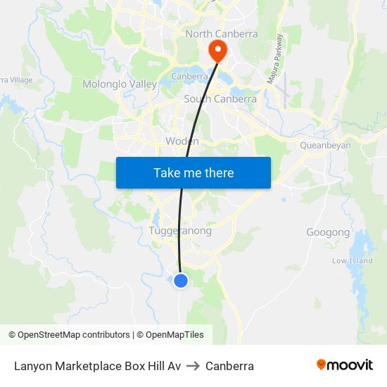 Lanyon Marketplace Box Hill Av to Canberra map