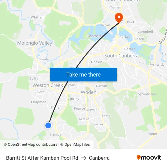 Barritt St After Kambah Pool Rd to Canberra map