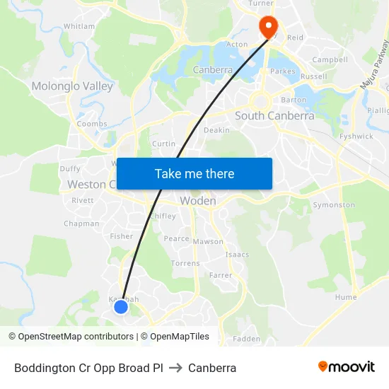 Boddington Cr Opp Broad Pl to Canberra map
