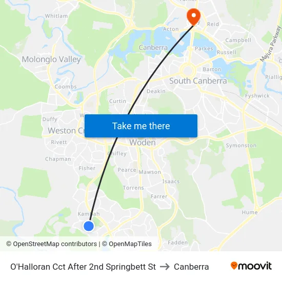 O'Halloran Cct After 2nd Springbett St to Canberra map