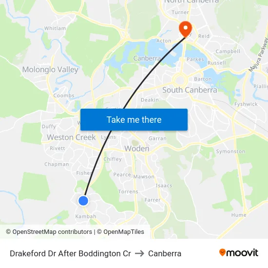 Drakeford Dr After Boddington Cr to Canberra map