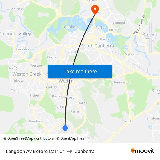 Langdon Av Before Carr Cr to Canberra map