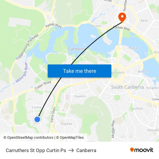 Carruthers St Opp Curtin Ps to Canberra map