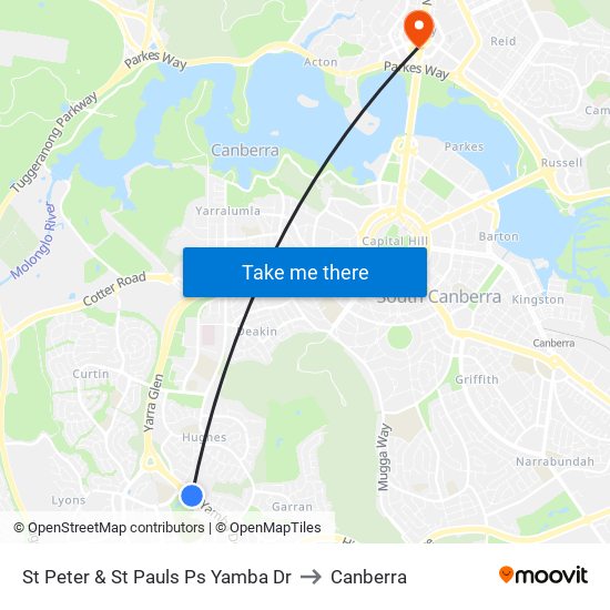 St Peter & St Pauls Ps Yamba Dr to Canberra map