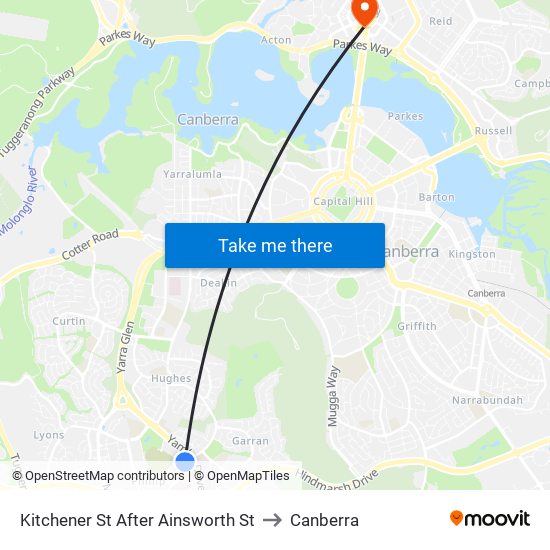 Kitchener St After Ainsworth St to Canberra map