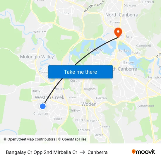 Bangalay Cr Opp 2nd Mirbelia Cr to Canberra map