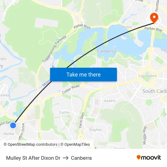 Mulley St After Dixon Dr to Canberra map