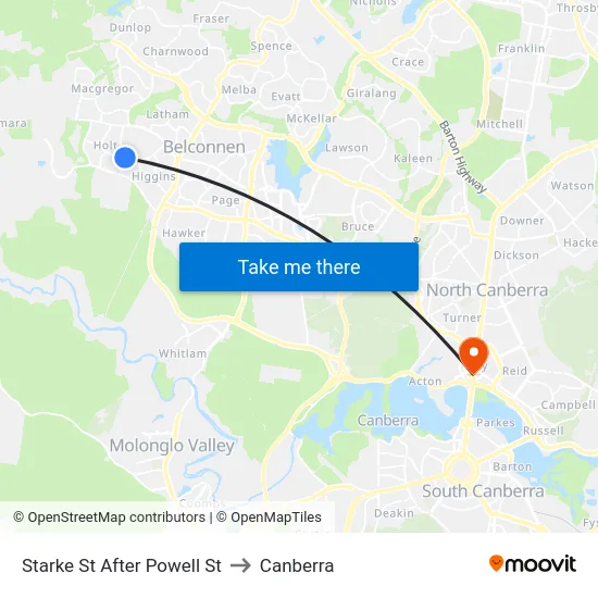 Starke St After Powell St to Canberra map