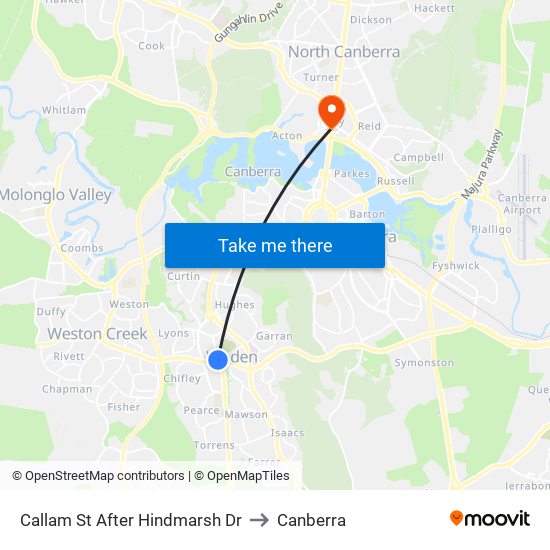 Callam St After Hindmarsh Dr to Canberra map