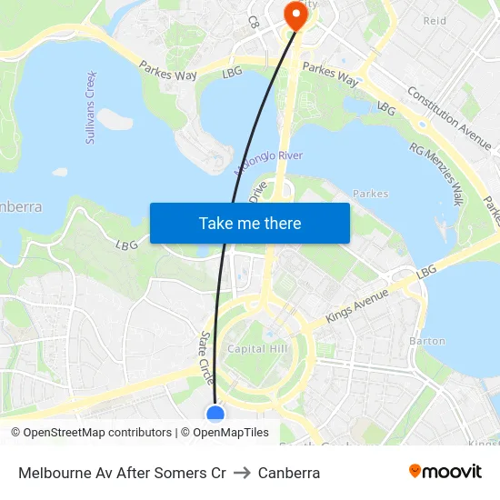 Melbourne Av After Somers Cr to Canberra map