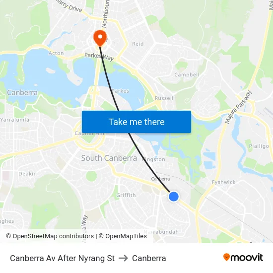 Canberra Av After Nyrang St to Canberra map