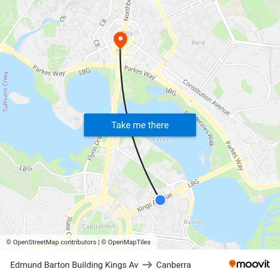 Edmund Barton Building Kings Av to Canberra map