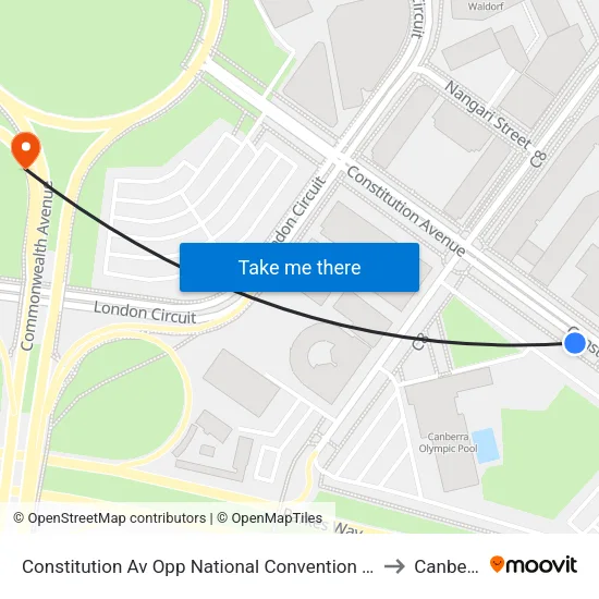 Constitution Av Opp National Convention Centre to Canberra map