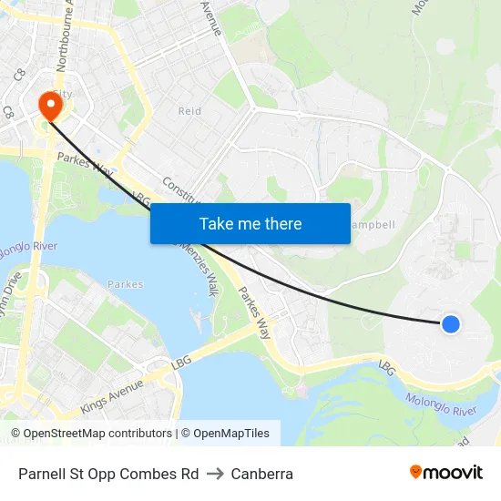 Parnell St Opp Combes Rd to Canberra map
