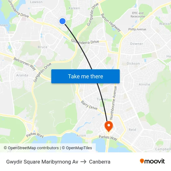 Gwydir Square Maribyrnong Av to Canberra map