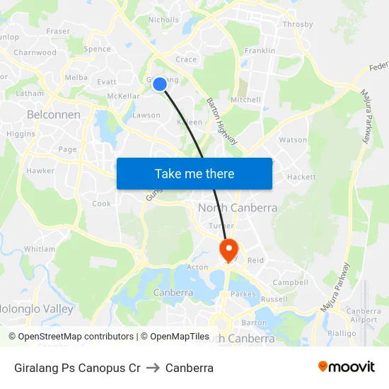 Giralang Ps Canopus Cr to Canberra map