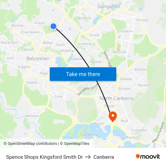 Spence Shops Kingsford Smith Dr to Canberra map