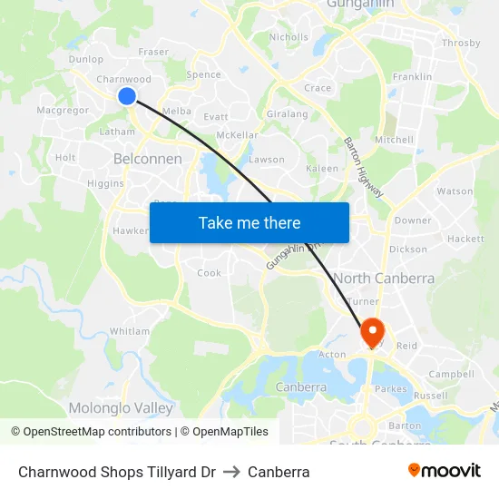 Charnwood Shops Tillyard Dr to Canberra map