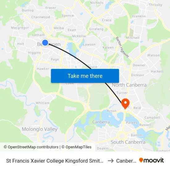 St Francis Xavier College Kingsford Smith Dr to Canberra map