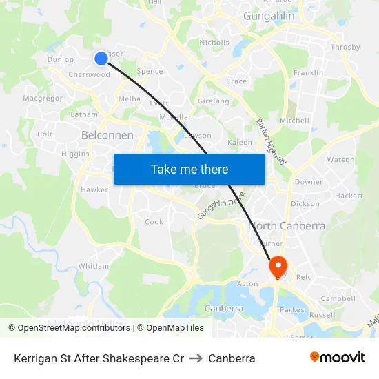 Kerrigan St After Shakespeare Cr to Canberra map
