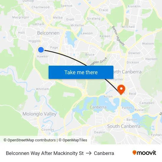 Belconnen Way After Mackinolty St to Canberra map