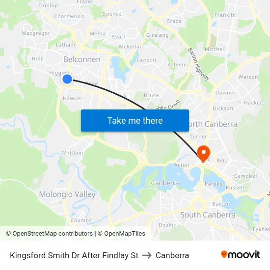 Kingsford Smith Dr After Findlay St to Canberra map