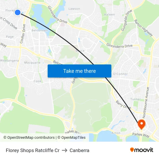 Florey Shops Ratcliffe Cr to Canberra map