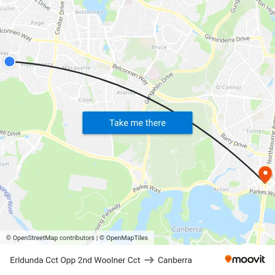Erldunda Cct Opp 2nd Woolner Cct to Canberra map