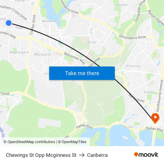 Chewings St Opp Mcginness St to Canberra map