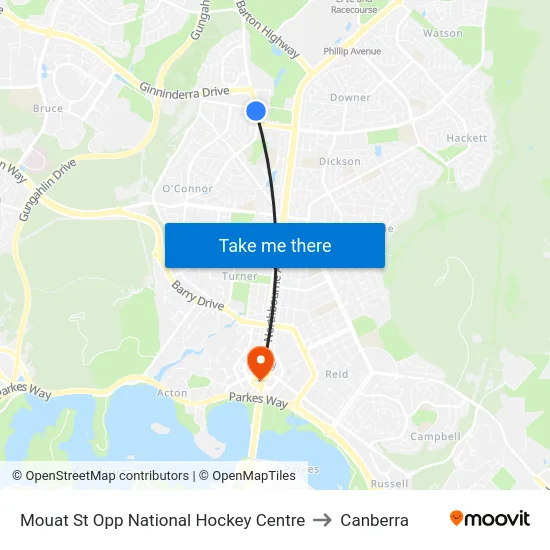 Mouat St Opp National Hockey Centre to Canberra map