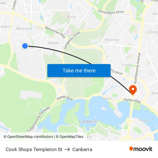 Cook Shops Templeton St to Canberra map