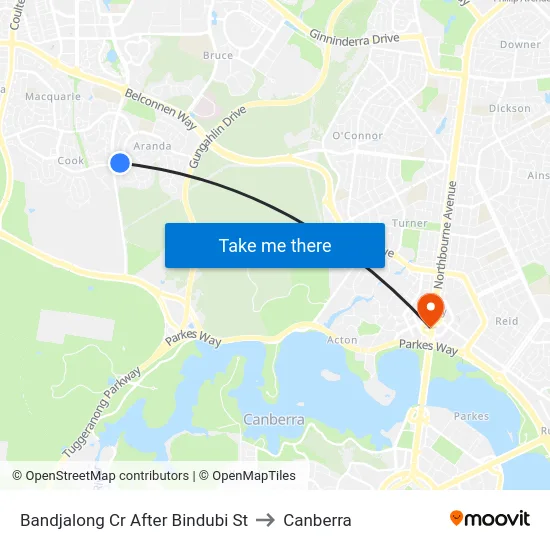 Bandjalong Cr After Bindubi St to Canberra map