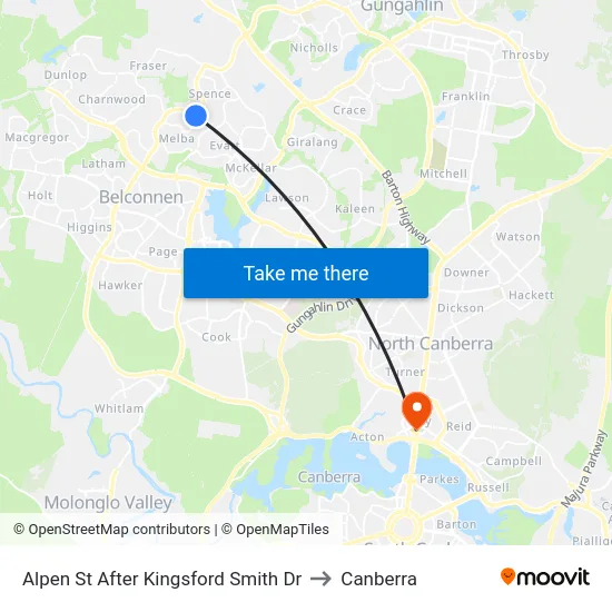 Alpen St After Kingsford Smith Dr to Canberra map