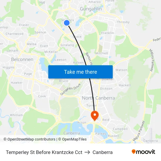 Temperley St Before Krantzcke Cct to Canberra map