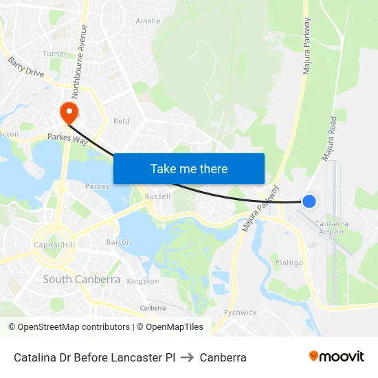 Catalina Dr Before Lancaster Pl to Canberra map