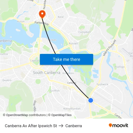 Canberra Av After Ipswich St to Canberra map
