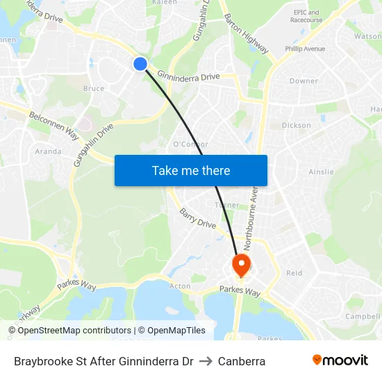 Braybrooke St After Ginninderra Dr to Canberra map