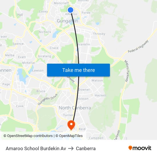 Amaroo School Burdekin Av to Canberra map