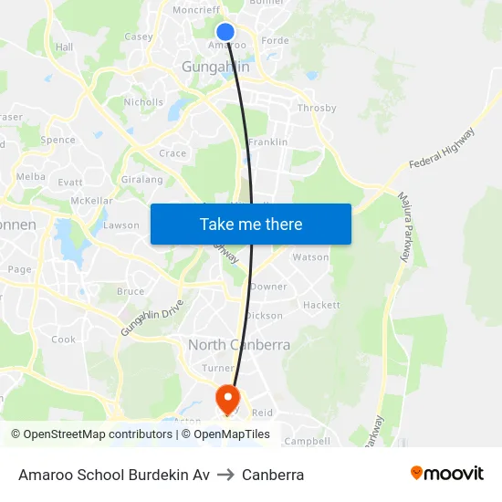 Amaroo School Burdekin Av to Canberra map