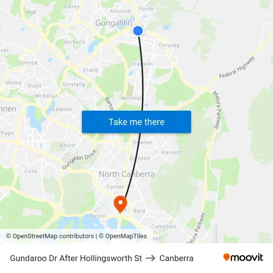 Gundaroo Dr After Hollingsworth St to Canberra map