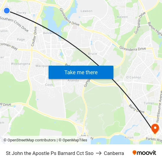 St John the Apostle Ps Barnard Cct Sso to Canberra map