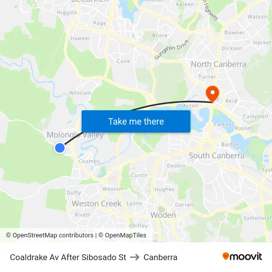 Coaldrake Av After Sibosado St to Canberra map