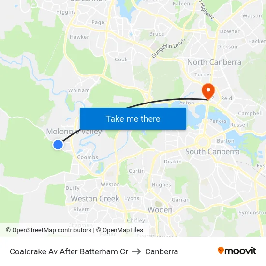 Coaldrake Av After Batterham Cr to Canberra map